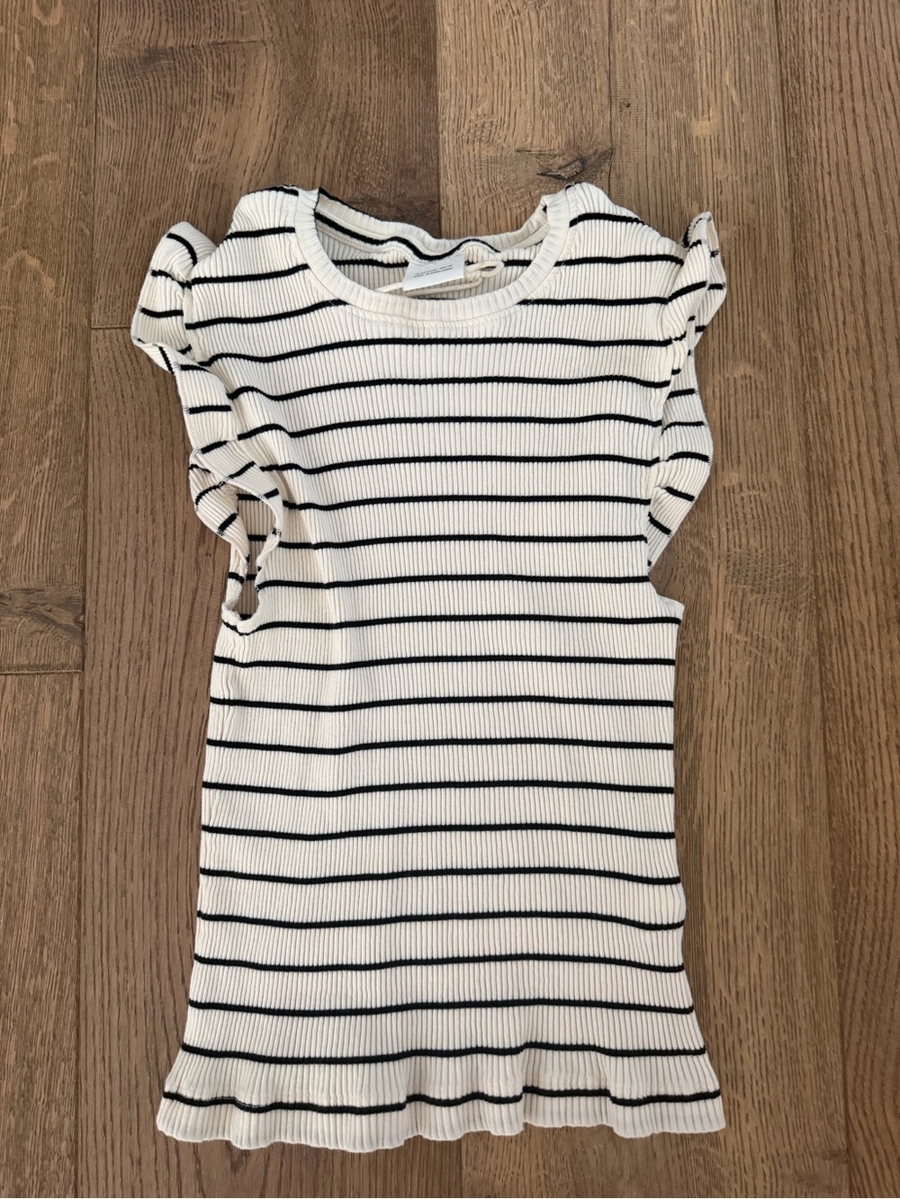 Zara White and Black Striped Ribbed Tank Top